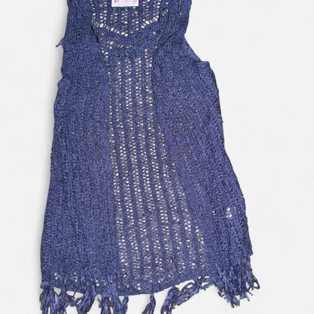 Justice Girl's Purple Crocheted Vest/Shorter Duster